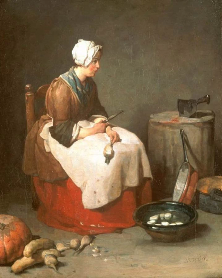 Jean Siméon Chardin - Donna che sbuccia le rape, Alte Pinakothek